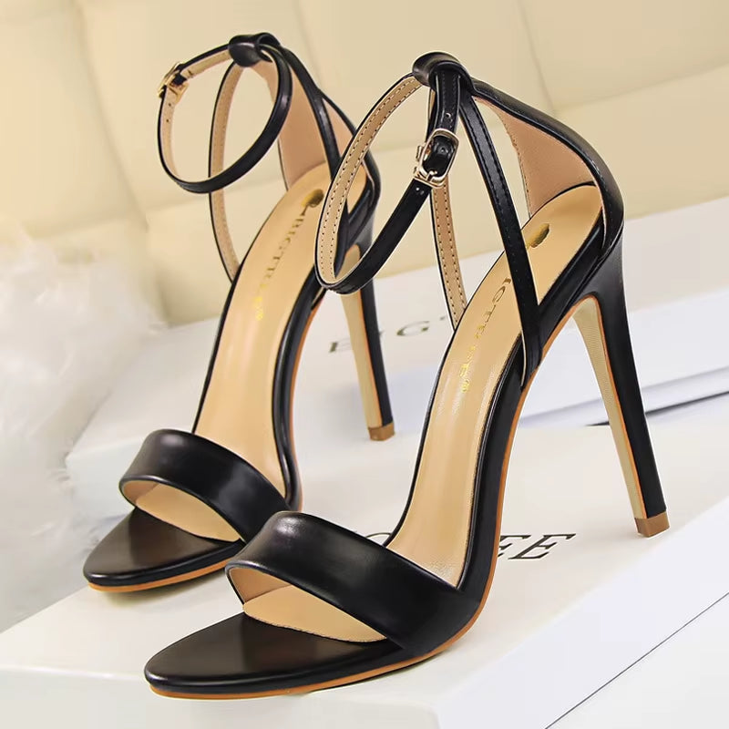 Shoes Pu Leather High Heels 2025 New Women Heels Sexy Stiletto Heels 11 Cm Party Shoes Color Matching Women Sandals