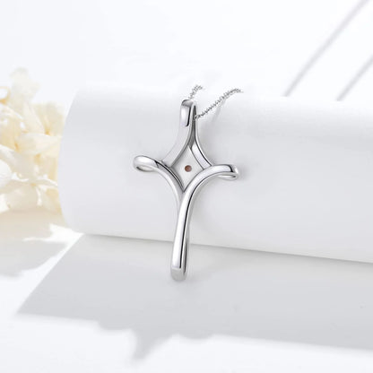 Mustard Seed Faith Cross Necklace 925 Sterling Silver Faith Hope Love Pendant Necklace Inspirational Religious Necklace Christian Faith Jewelry Gift for Women