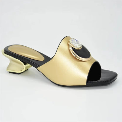 Latest Luxury Sandals Women African Women Wedding Shoes Decorated with Rhinestone Ladies Sandals with Heels Pumps Women Shoes