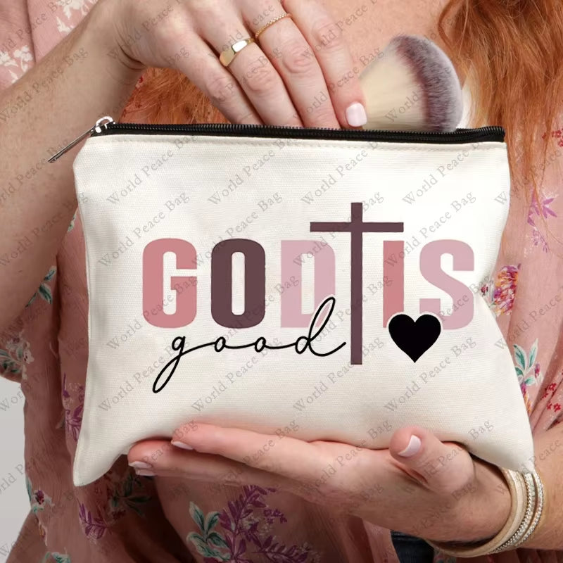 1 Pc Christian Religious Psalm Jesus God Faith Pattern Makeup Bag