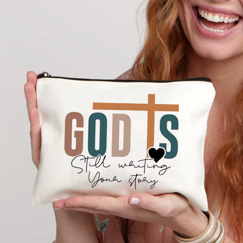 1 Pc Christian Religious Psalm Jesus God Faith Pattern Makeup Bag
