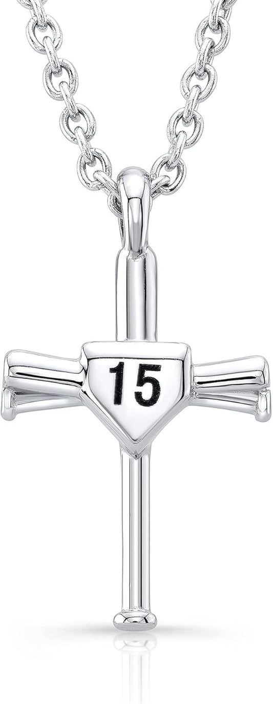 Stainless Custom Number Bat Cross Necklace Jewelry