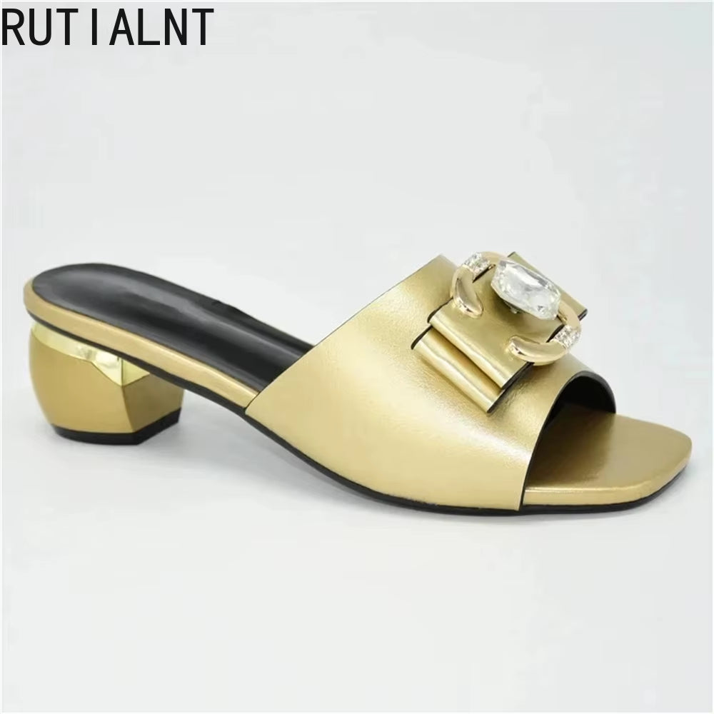 Latest Luxury Sandals Women African Women Wedding Shoes Decorated with Rhinestone Ladies Sandals with Heels Pumps Women Shoes