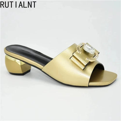 Latest Luxury Sandals Women African Women Wedding Shoes Decorated with Rhinestone Ladies Sandals with Heels Pumps Women Shoes