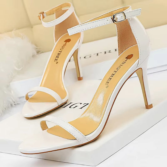 Shoes Pu Leather High Heels 2025 New Women Heels Sexy Stiletto Heels 11 Cm Party Shoes Color Matching Women Sandals
