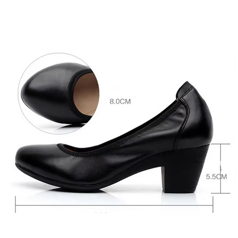 Super Soft & Flexible Pumps Shoes Women OL Pumps Spring Mid Heels Offical Comfortable Shoes Size 34-43 C330