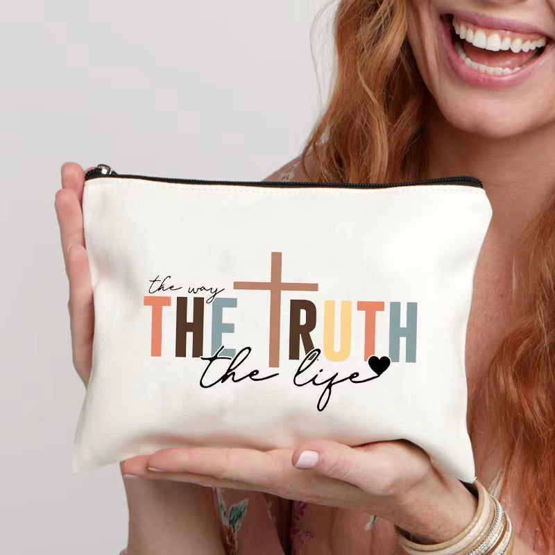 1 Pc Christian Religious Psalm Jesus God Faith Pattern Makeup Bag