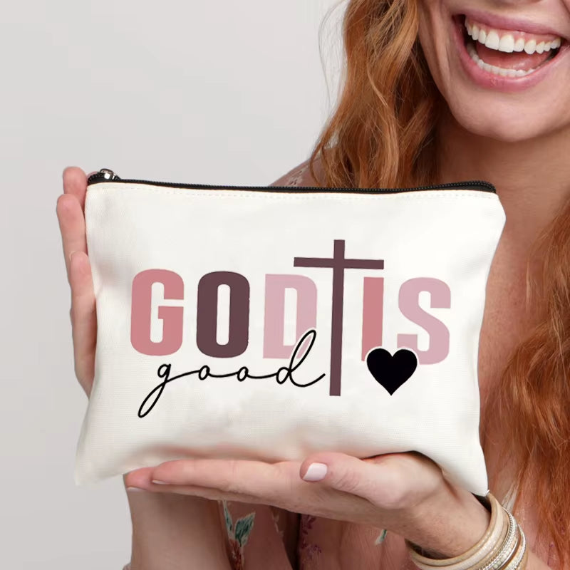 1 Pc Christian Religious Psalm Jesus God Faith Pattern Makeup Bag