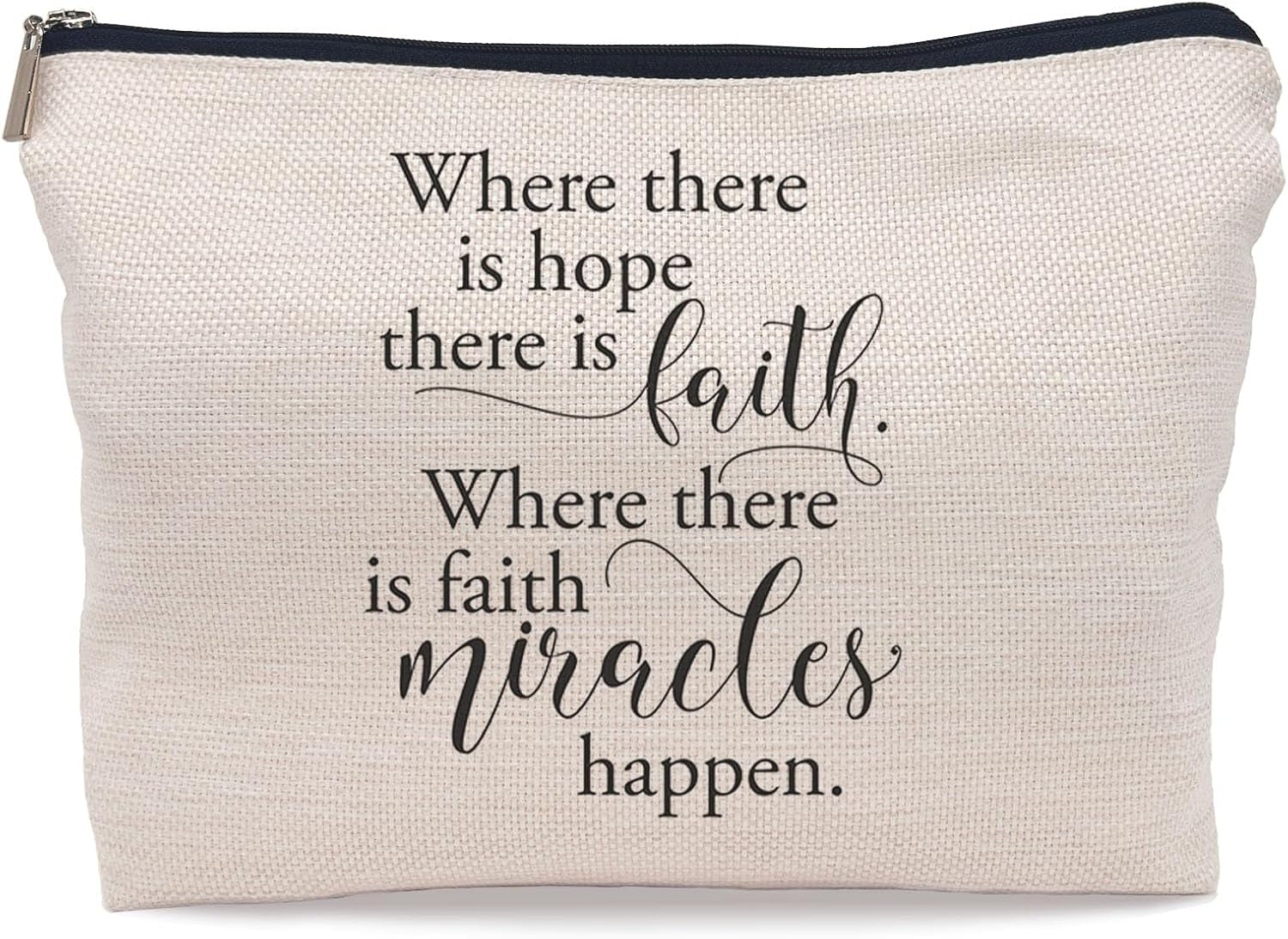 Christian Gifts for Women Faith, Christian Inspirational Makeup Bag Cosmetic Bags for Women, Religious Bible Verse Small Makeup Cosmetic Bag for Purse, Where There Is Hope There Is Faith