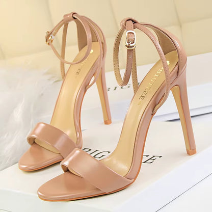 Shoes Pu Leather High Heels 2025 New Women Heels Sexy Stiletto Heels 11 Cm Party Shoes Color Matching Women Sandals