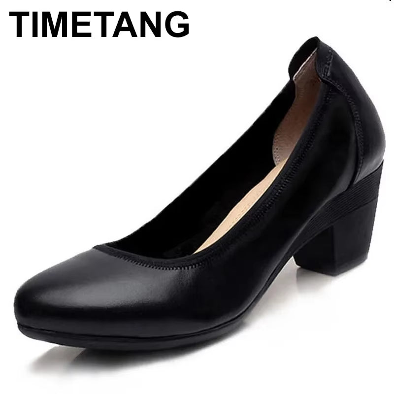 Super Soft & Flexible Pumps Shoes Women OL Pumps Spring Mid Heels Offical Comfortable Shoes Size 34-43 C330