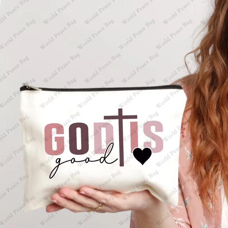 1 Pc Christian Religious Psalm Jesus God Faith Pattern Makeup Bag