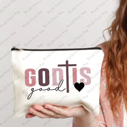 1 Pc Christian Religious Psalm Jesus God Faith Pattern Makeup Bag