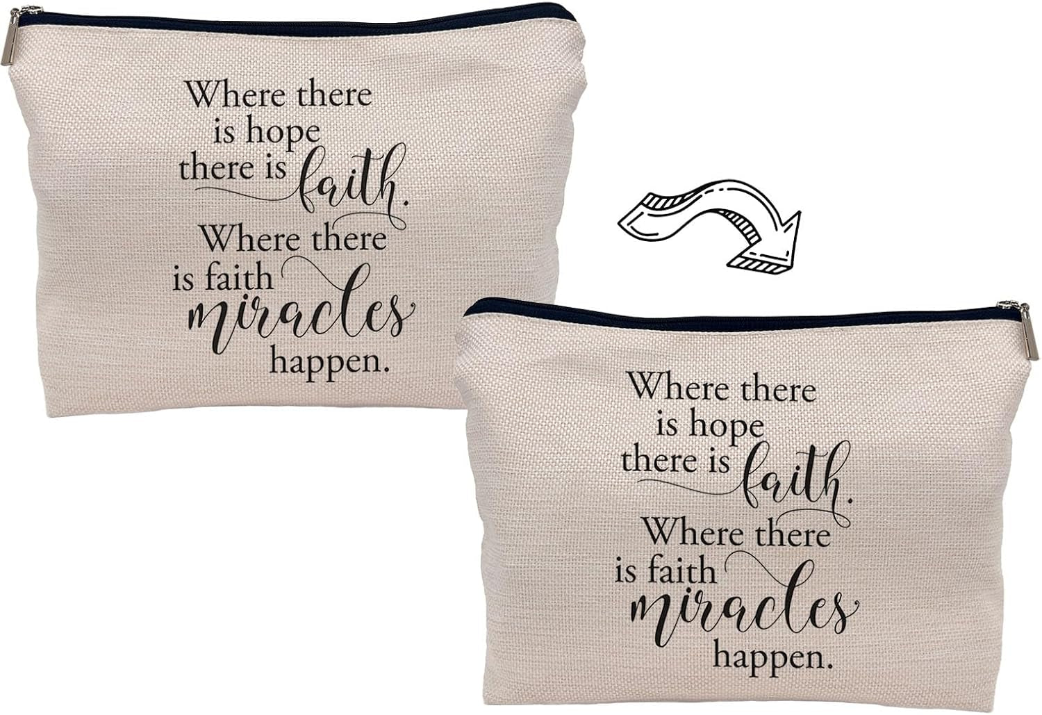 Christian Gifts for Women Faith, Christian Inspirational Makeup Bag Cosmetic Bags for Women, Religious Bible Verse Small Makeup Cosmetic Bag for Purse, Where There Is Hope There Is Faith
