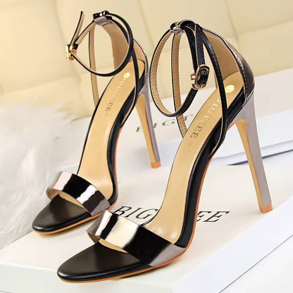 Shoes Pu Leather High Heels 2025 New Women Heels Sexy Stiletto Heels 11 Cm Party Shoes Color Matching Women Sandals