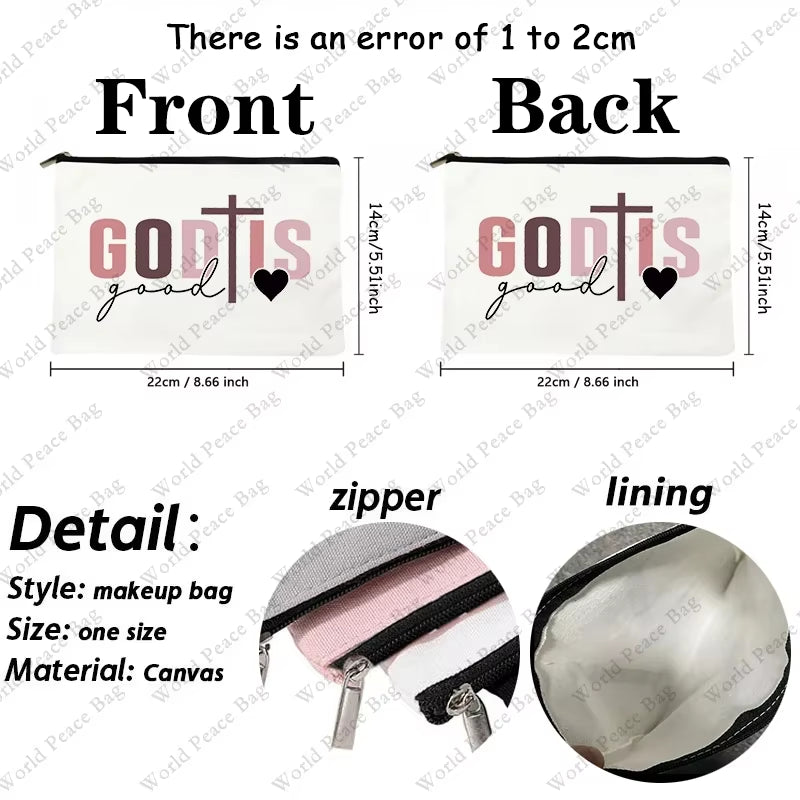 1 Pc Christian Religious Psalm Jesus God Faith Pattern Makeup Bag
