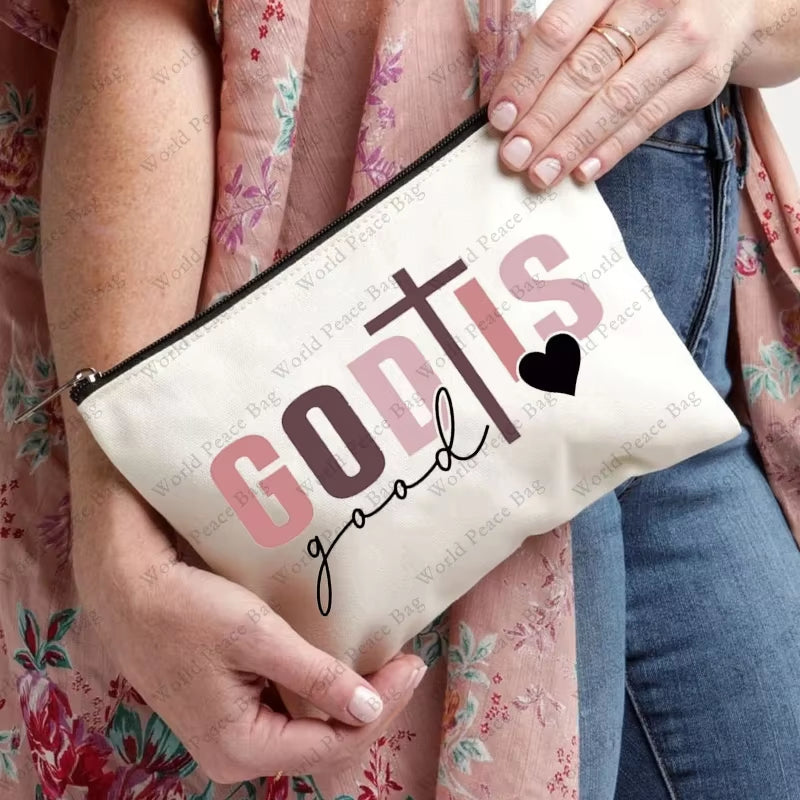 1 Pc Christian Religious Psalm Jesus God Faith Pattern Makeup Bag