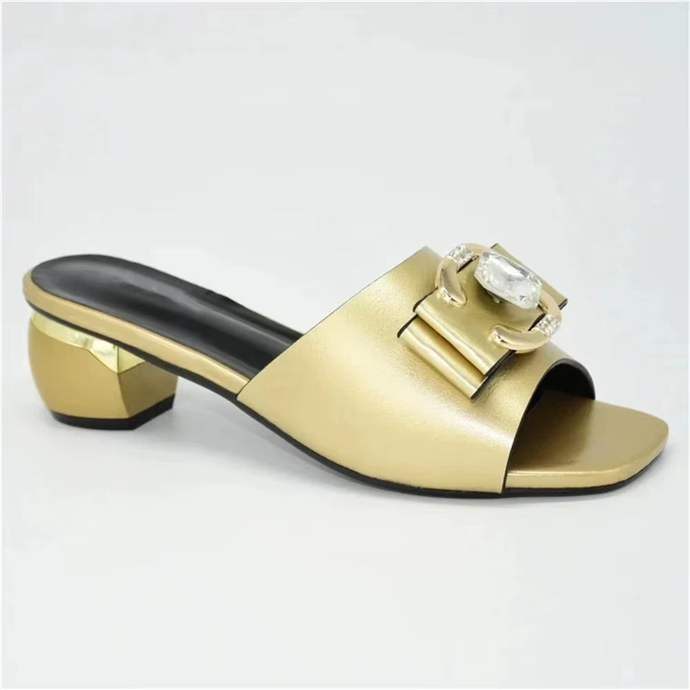 Latest Luxury Sandals Women African Women Wedding Shoes Decorated with Rhinestone Ladies Sandals with Heels Pumps Women Shoes