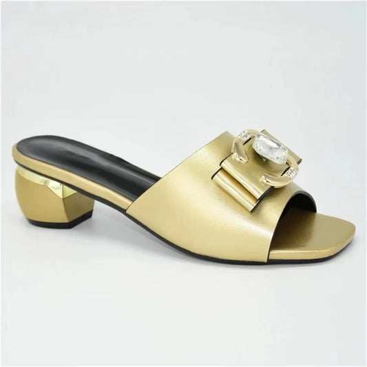 Latest Luxury Sandals Women African Women Wedding Shoes Decorated with Rhinestone Ladies Sandals with Heels Pumps Women Shoes