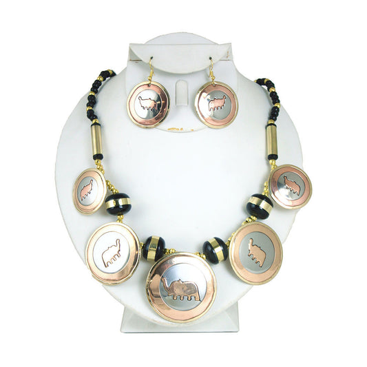 Cooper Elephant Necklace and Earrings