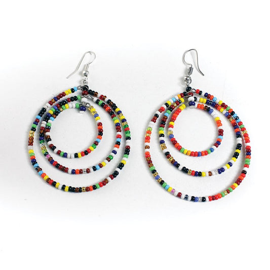 Triple Hoop Bead Earrings